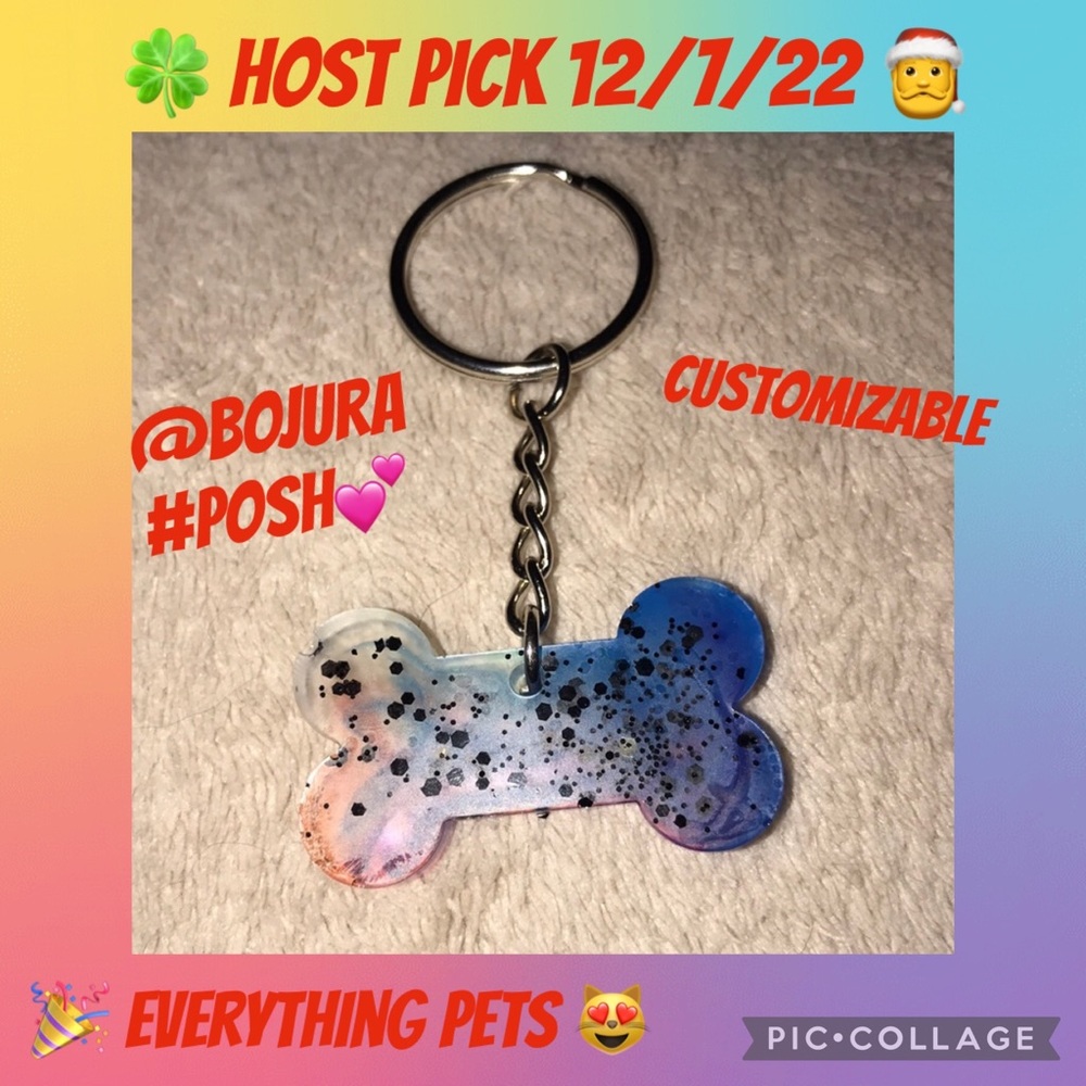 Custom epoxy bone 🦴 shaped keychain multi colored New